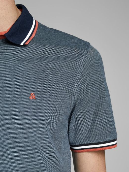 Jack & Jones Denim Blue Heather Pique Basic Polo