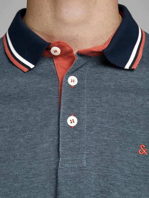 Jack & Jones Denim Blue Heather Pique Basic Polo