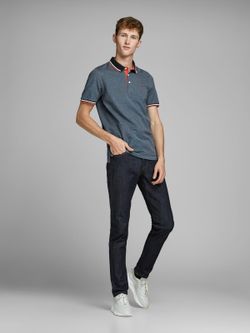 Jack & Jones Denim Blue Heather Pique Basic Polo