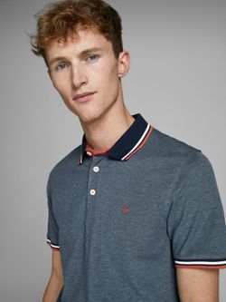 Jack & Jones Denim Blue Heather Pique Basic Polo
