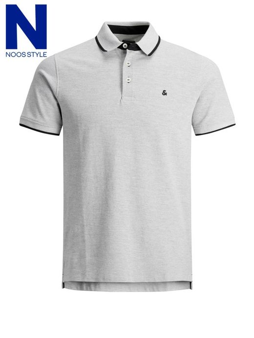 Polo m/c básico piqué jaspeado Jack & Jones Light Grey Mela