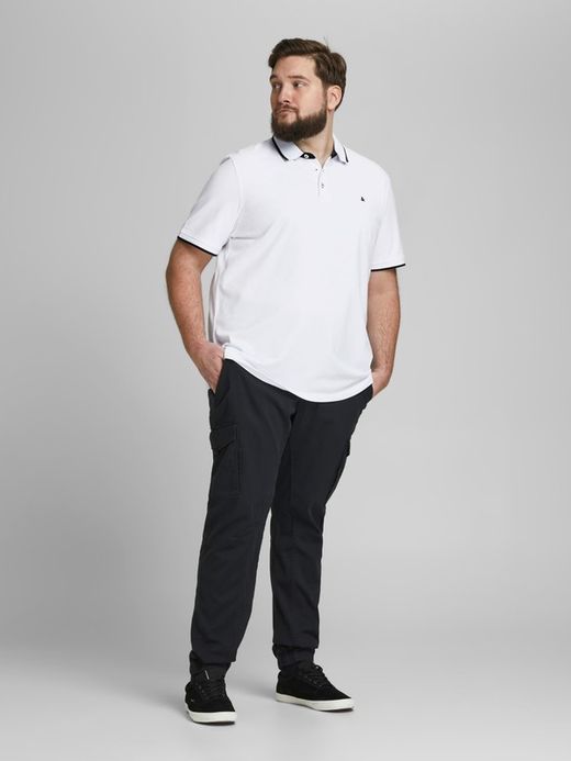 Polo básico piqué jaspeado Plus (Jack & Jones) White