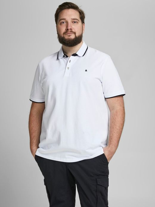 Polo básico piqué jaspeado Plus (Jack & Jones) White
