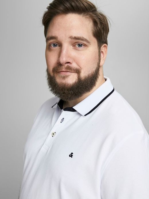 Polo básico piqué jaspeado Plus (Jack & Jones) White