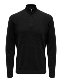 Polo con cremallera 1/4 liso Only & Sons Black