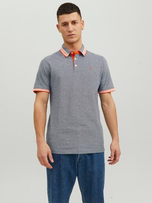 Polo m/c básico piqué Jack & Jones Navy Grit