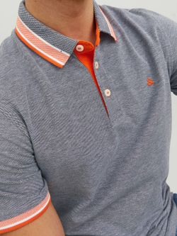 Polo m/c básico piqué Jack & Jones Navy Grit