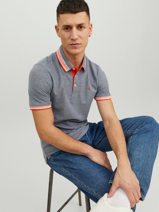 Polo m/c básico piqué Jack & Jones Navy Grit