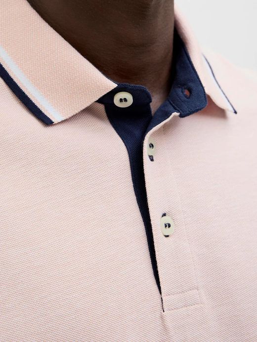 Polo m/c básico piqué ribeteado Jack & Jones Peach Whip