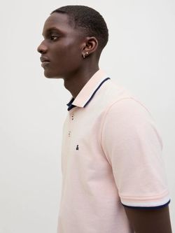 Polo m/c básico piqué ribeteado Jack & Jones Peach Whip