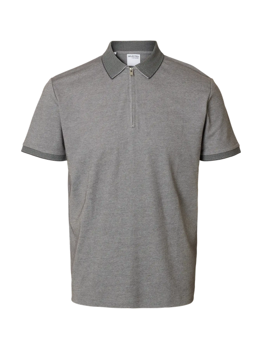 Polo m/c con cremallera jaspeado Selected Medium Grey