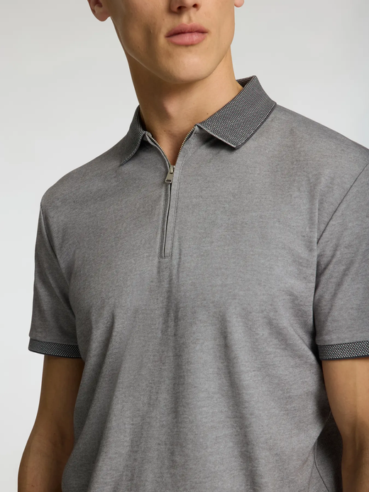 Polo m/c con cremallera jaspeado Selected Medium Grey
