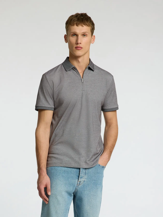 Polo m/c con cremallera jaspeado Selected Medium Grey
