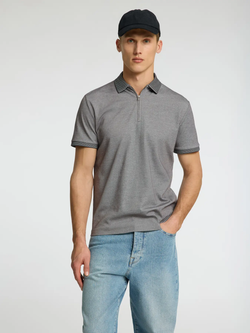Polo m/c con cremallera jaspeado Selected Medium Grey