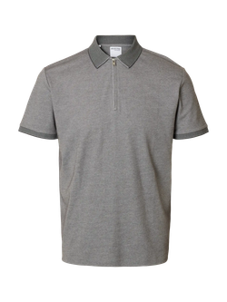 Polo m/c con cremallera jaspeado Selected Medium Grey