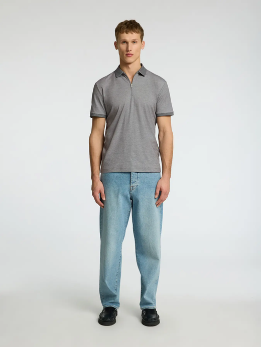 Polo m/c con cremallera jaspeado Selected Medium Grey