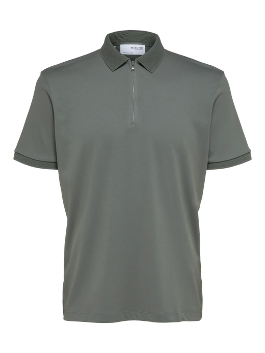 Polo m/c con cremallera Selected Agave Green