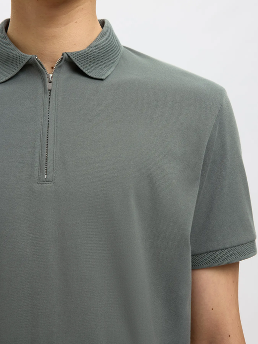 Polo m/c con cremallera Selected Agave Green