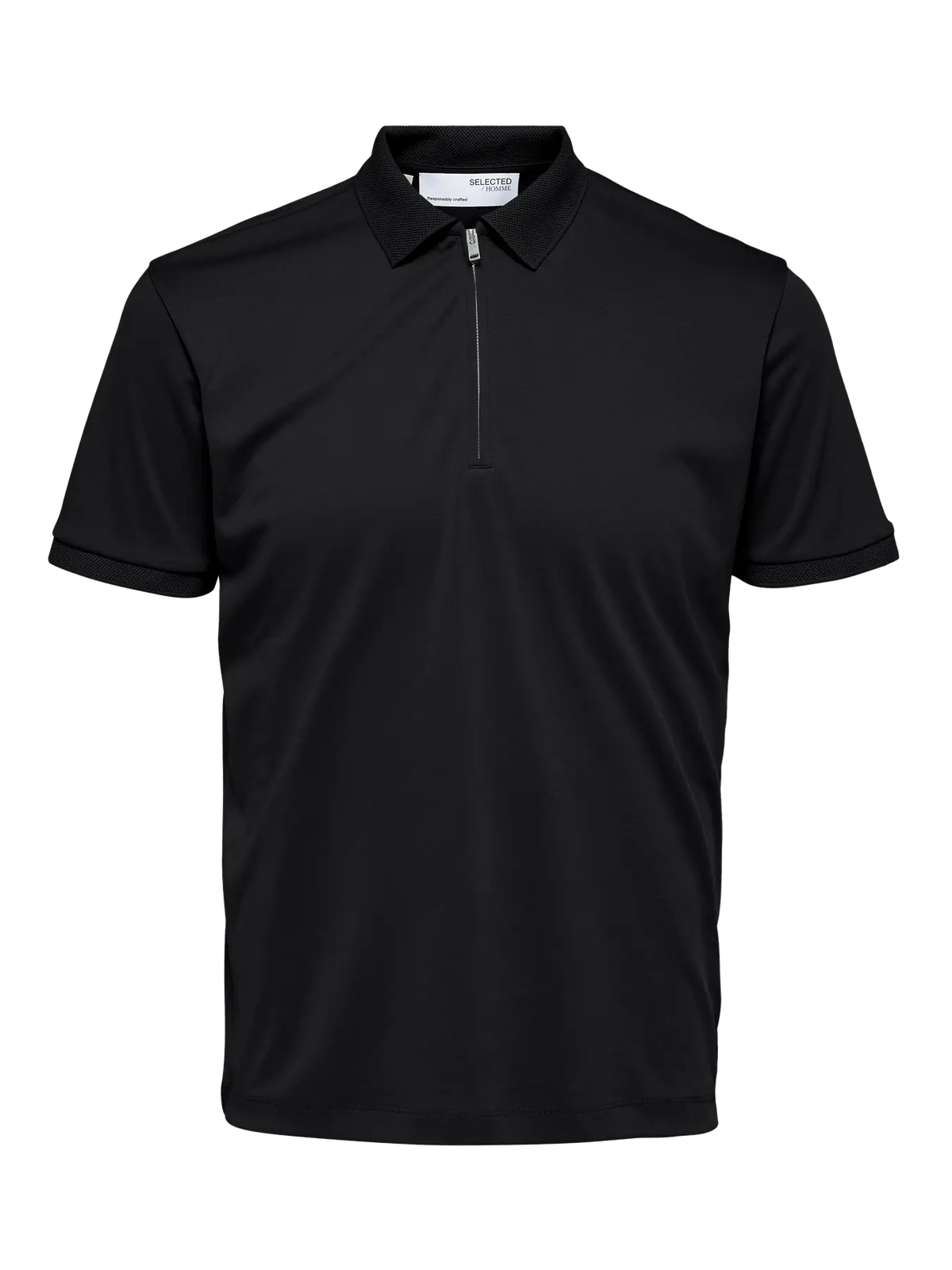 Polo m/c con cremallera Selected Black