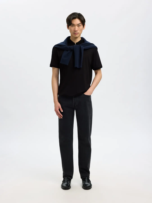 Polo m/c con cremallera Selected Black