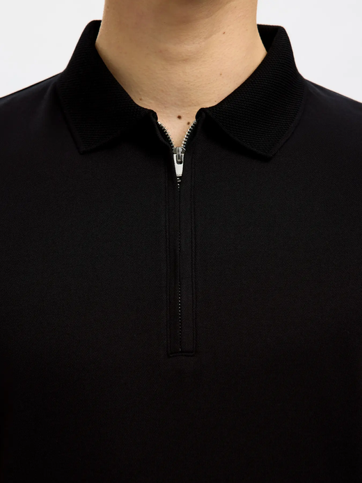 Polo m/c con cremallera Selected Black