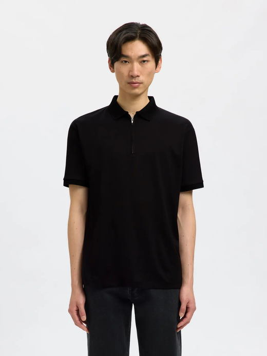 Polo m/c con cremallera Selected Black