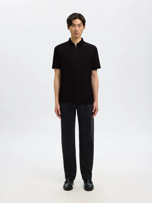 Polo m/c con cremallera Selected Black