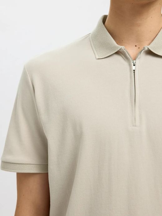 Polo m/c con cremallera Selected Oatmeal