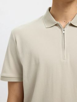 Polo m/c con cremallera Selected Oatmeal