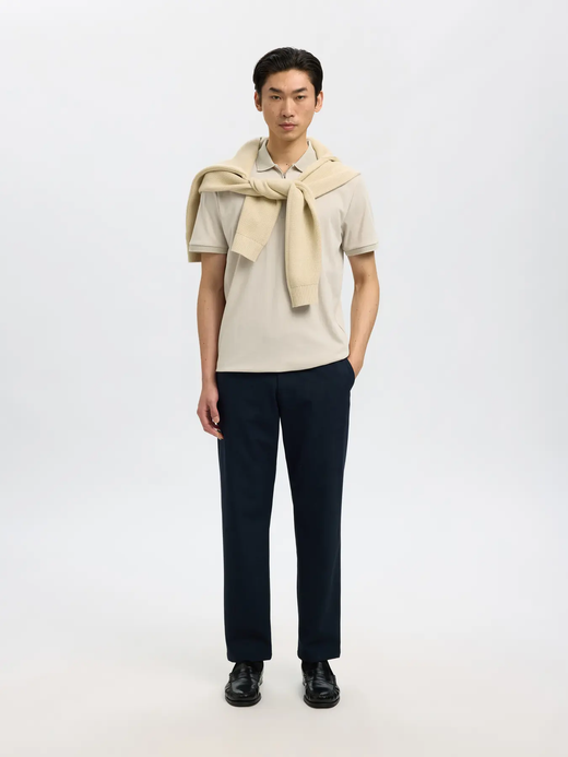 Polo m/c con cremallera Selected Oatmeal