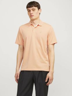 Polo m/c con cuello de punto granulado Jack & Jones Peach Whip