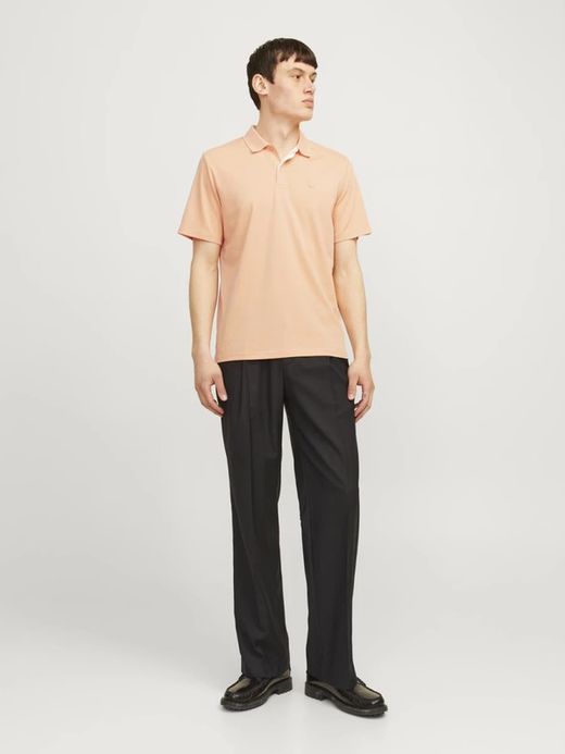 Polo m/c con cuello de punto granulado Jack & Jones Peach Whip