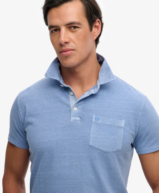 Polo m/c con efecto desgastado Superdry Blue