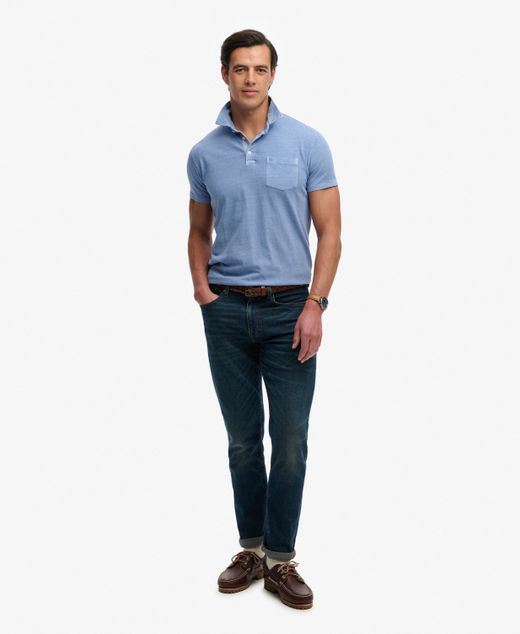 Polo m/c con efecto desgastado Superdry Blue