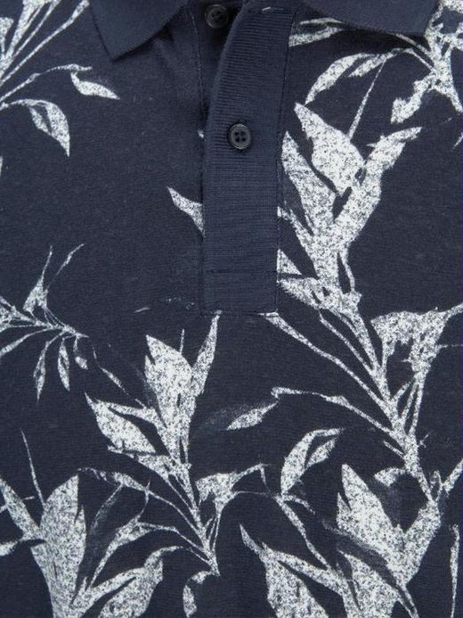 Polo m/c con estampado hojas tropicales Jack & Jones Navy Blazer