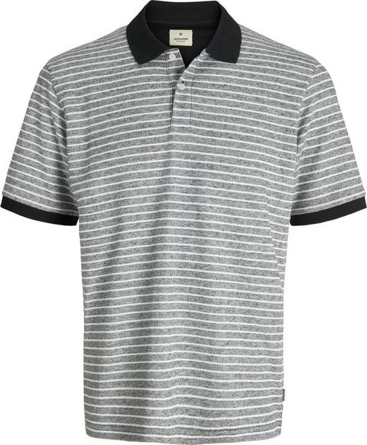 Polo m/c con rayas finas horizontales Jack & Jones Black