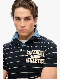 Polo m/c con rayas marineras Superdry Eclipse Navy