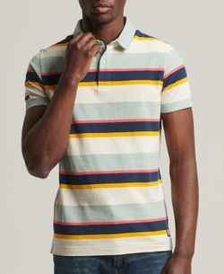 Polo m/c con rayas multicolor Superdry Bone White