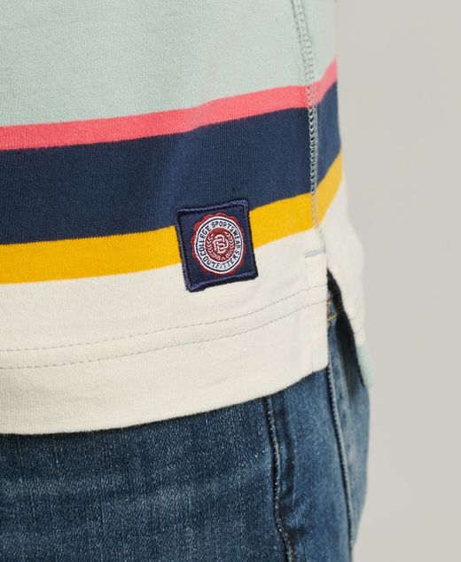 Polo m/c con rayas multicolor Superdry Bone White
