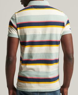 Polo m/c con rayas multicolor Superdry Bone White