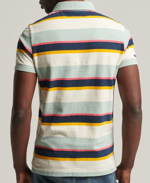 Polo m/c con rayas multicolor Superdry Bone White