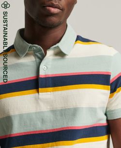 Polo m/c con rayas multicolor Superdry Bone White
