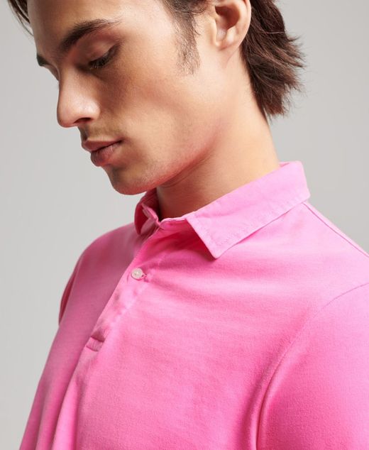 Polo m/c de aspecto desgastado Superdry Bright Blast Pink