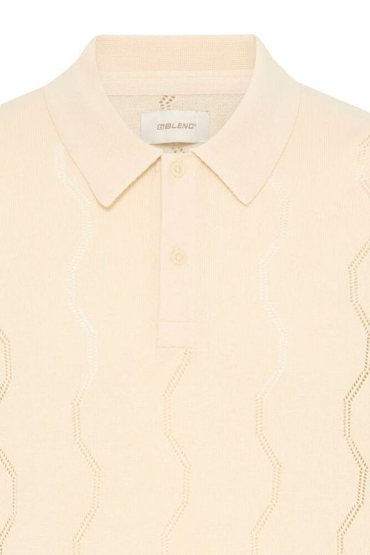 Polo m/c de punto con calado geométrico Blend Of America Sand