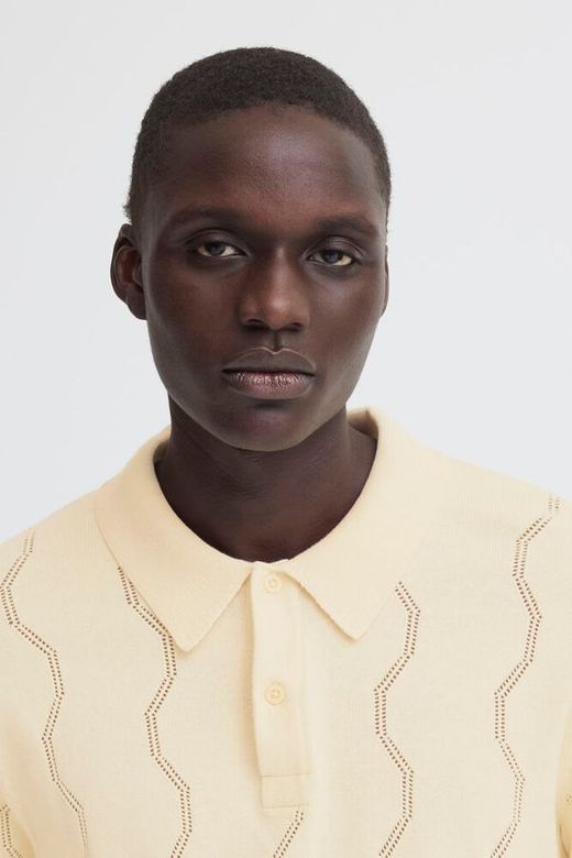 Polo m/c de punto con calado geométrico Blend Of America Sand