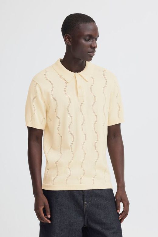 Polo m/c de punto con calado geométrico Blend Of America Sand