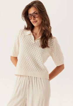 Polo m/c de punto con calado rombo Only Birch