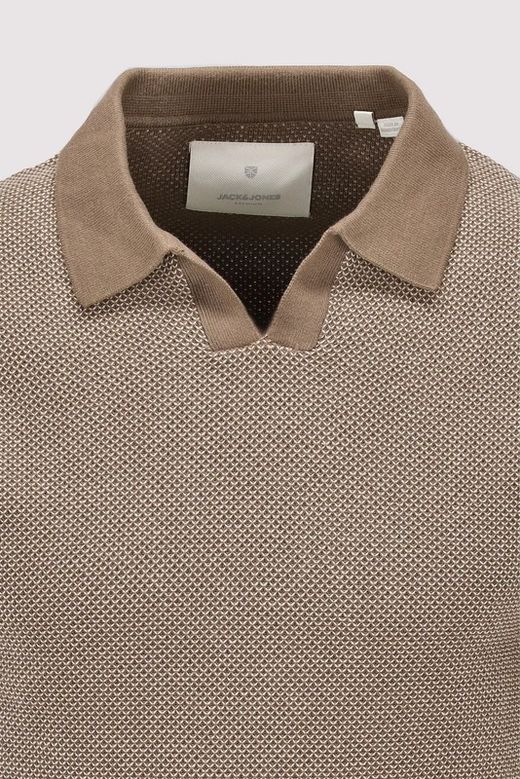Polo m/c de punto granualdo Jack & Jones Shitake