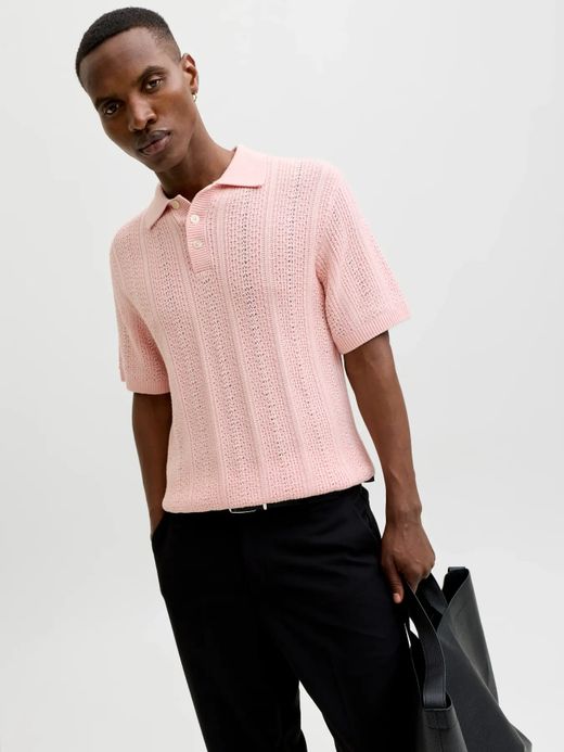 Polo m/c de punto liso Jack & Jones Impatiens Pink