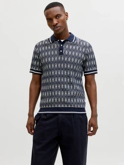 Polo m/c de punto rombos Jack & Jones Night Sky